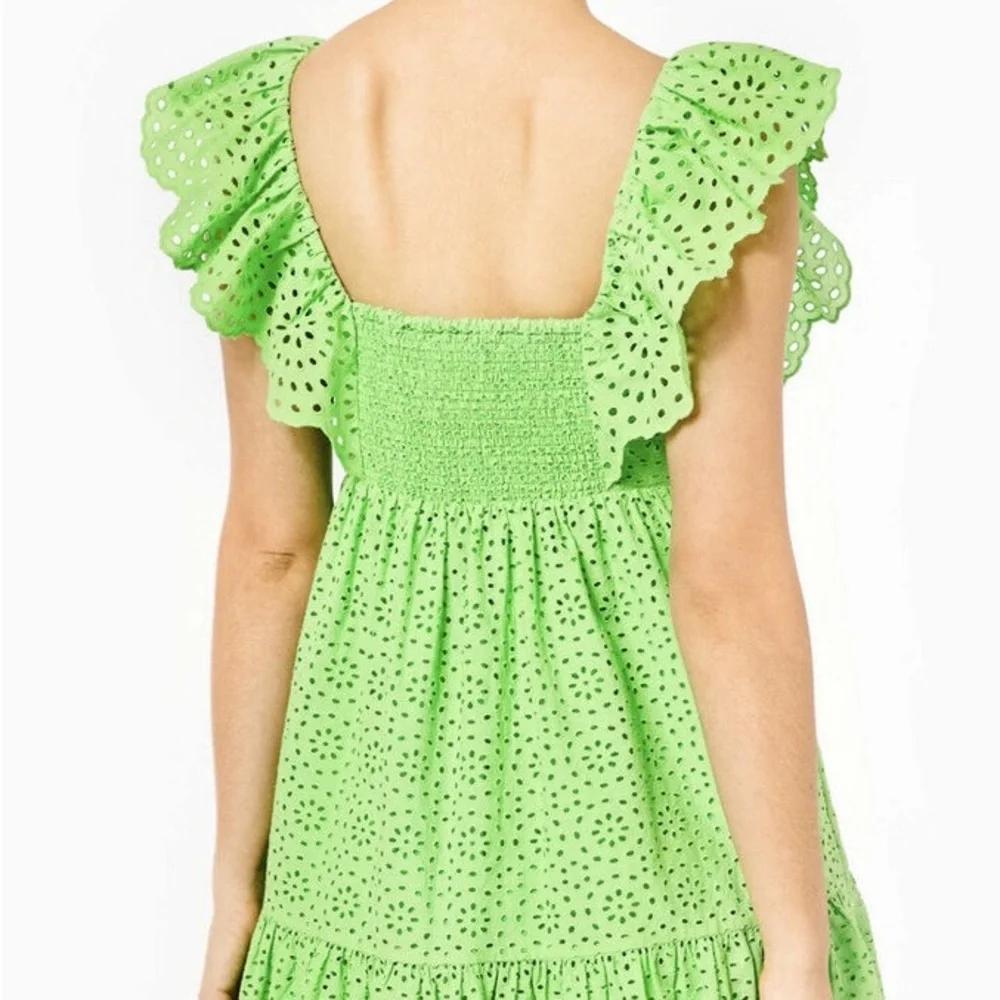 NWT Lilly Pulitzer Asteria Eyelet Babydoll Dress Cabana Green Size 0 - Picture 10 of 11